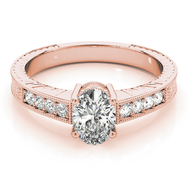 Oval Single Row Prong Set Diamond Engagement Ring · 0.16 ct tw