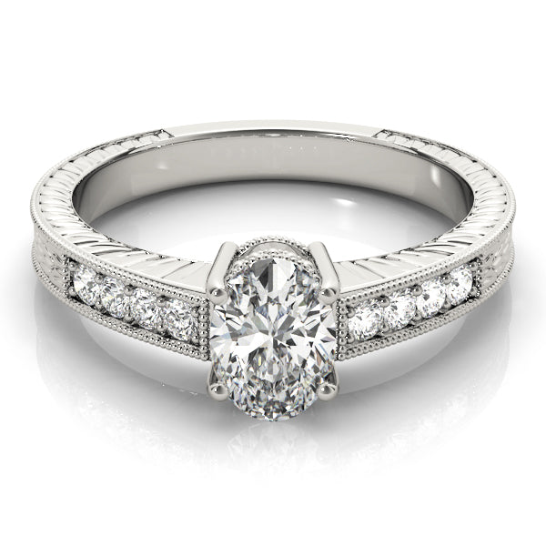 Oval Single Row Prong Set Diamond Engagement Ring · 0.16 ct tw