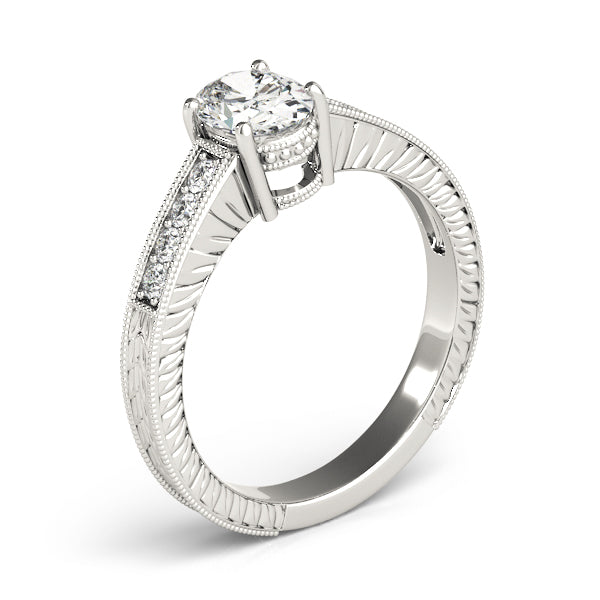 Oval Single Row Prong Set Diamond Engagement Ring · 0.16 ct tw