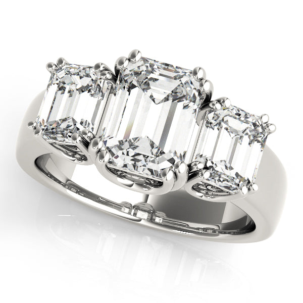 Emerald Three-Stone Diamond Engagement Ring · 3.20 ct tw