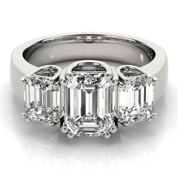 Emerald Three-Stone Diamond Engagement Ring · 3.20 ct tw