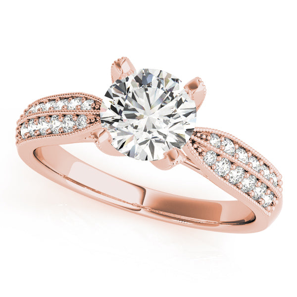 Round Pave Diamond Engagement Ring · 1.18 ct tw