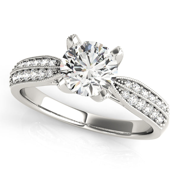 Round Pave Diamond Engagement Ring · 1.18 ct tw