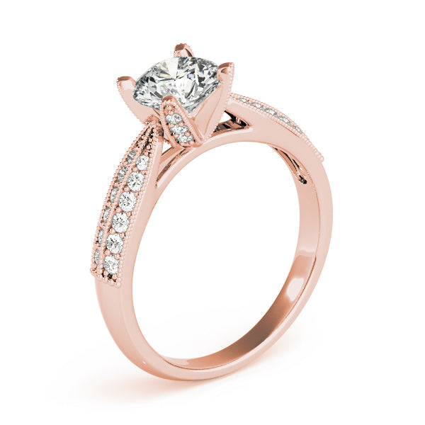Round Pave Diamond Engagement Ring · 1.18 ct tw
