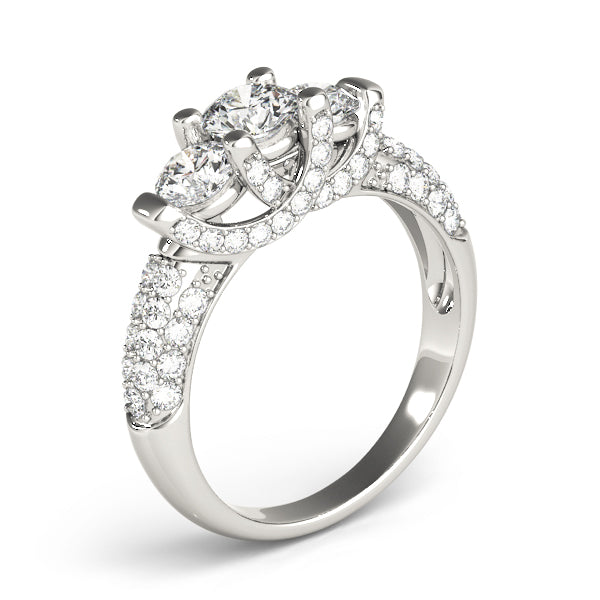 Round Three-Stone Diamond Engagement Ring · 0.89 ct tw