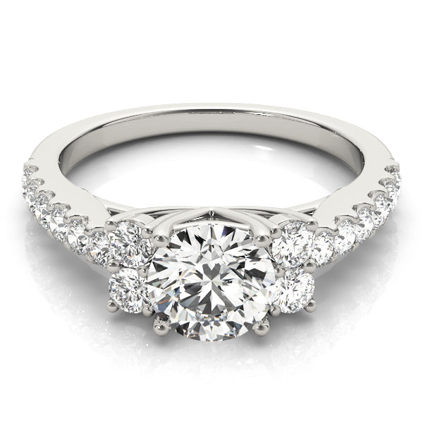 Round Cluster Sides Diamond Engagement Ring · 1.60 ct tw