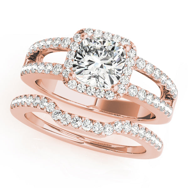 Square Halo & Cushion Diamond Engagement Ring · 0.60 ct tw