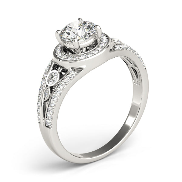 Round Halo Diamond Engagement Ring · 1.09 ct tw