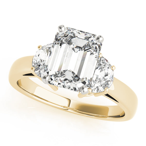 Three-Stone Traps & Halfmoons Diamond Engagement Ring · 0.54 ct tw