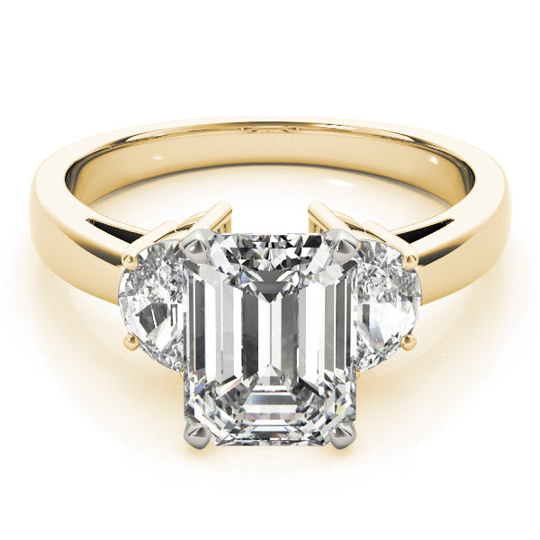 Three-Stone Traps & Halfmoons Diamond Engagement Ring · 0.54 ct tw