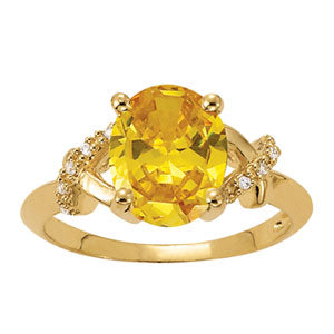 Oval Gemstone Fashion Ring · 0.05 ct tw
