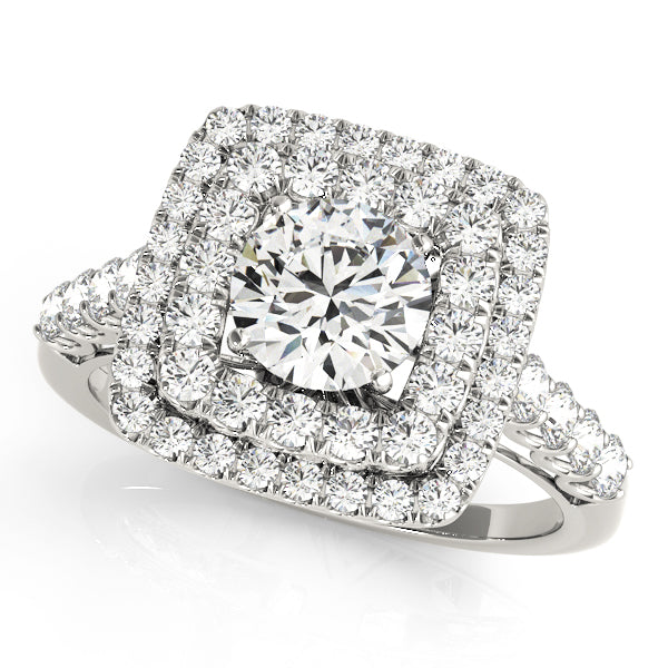Round Halo Diamond Engagement Ring · 0.89 ct tw