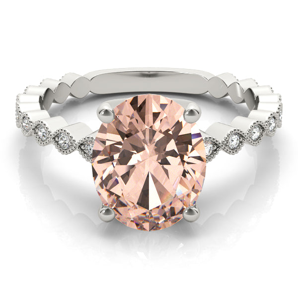 Oval Gemstone Engagement Ring · 0.11 ct tw