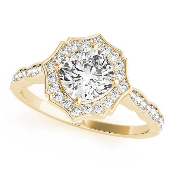 Cushion Scalloped Halo Diamond Ring · 0.70 ct tw