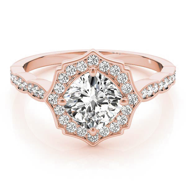 Cushion Scalloped Halo Diamond Ring · 0.70 ct tw