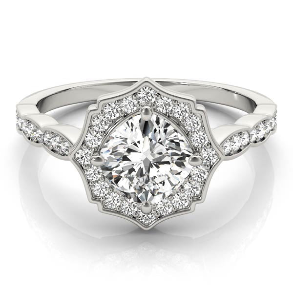 Cushion Scalloped Halo Diamond Ring · 1.26 ct tw