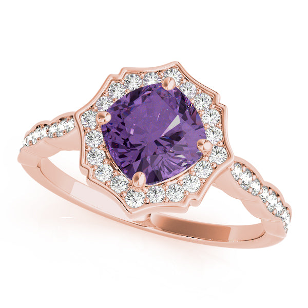 Cushion Scalloped Halo Diamond Ring · 0.70 ct tw