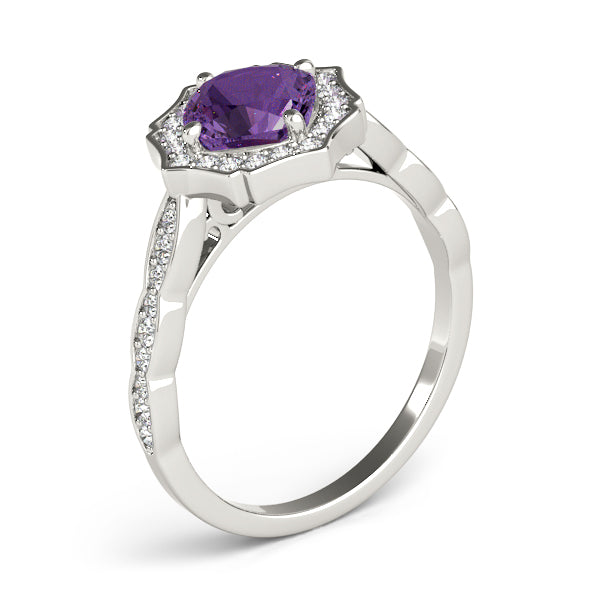 Cushion Scalloped Halo Diamond Ring · 0.70 ct tw