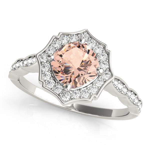 Cushion Scalloped Halo Diamond Ring · 0.70 ct tw