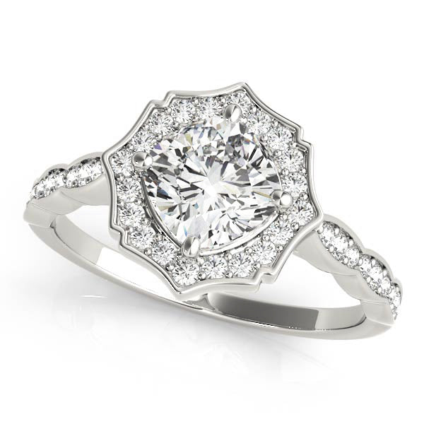 Cushion Scalloped Halo Diamond Ring · 0.70 ct tw