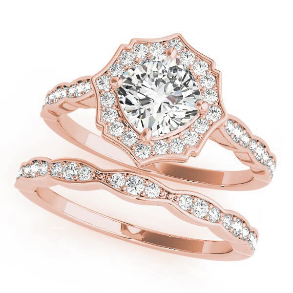 Cushion Scalloped Halo Diamond Ring · 0.70 ct tw