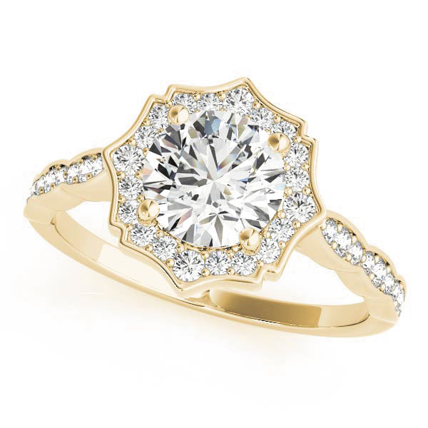 Round Scalloped Halo Diamond Ring · 1.24 ct tw
