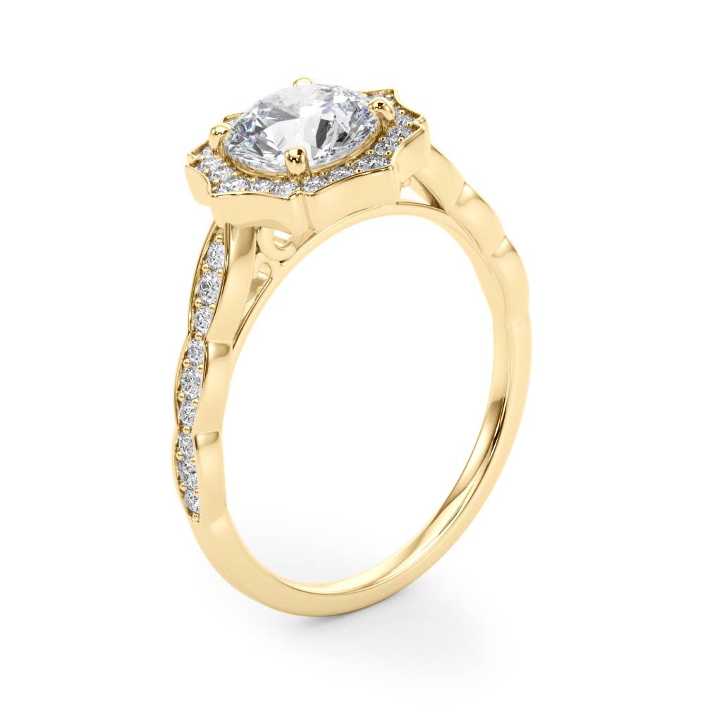 Round Scalloped Halo Diamond Ring · 1.24 ct tw