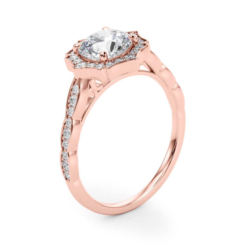 Round Scalloped Halo Diamond Ring · 1.24 ct tw