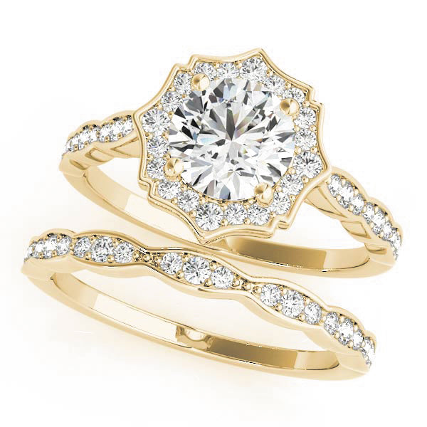 Round Scalloped Halo Diamond Ring · 1.24 ct tw