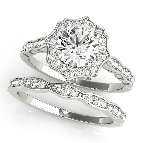 Round Scalloped Halo Diamond Ring · 1.51 ct tw