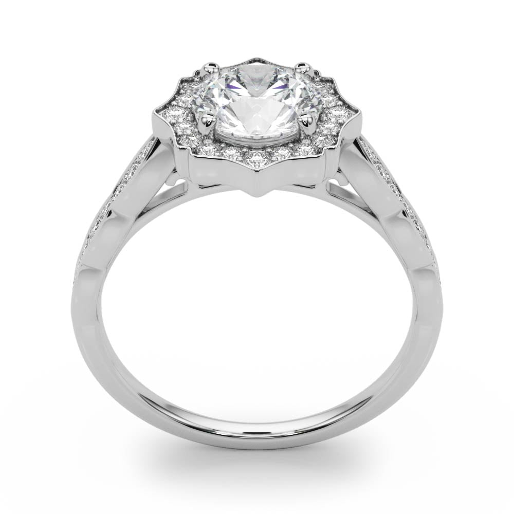 Round Scalloped Halo Diamond Ring · 0.70 ct tw