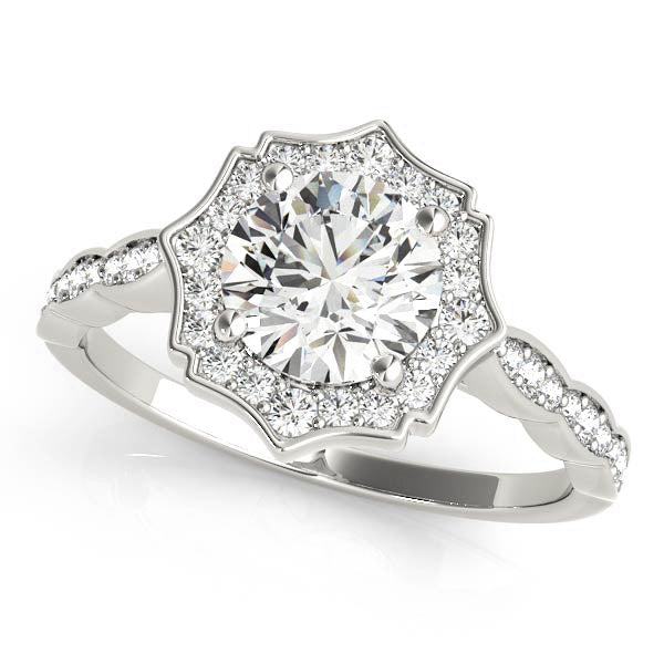 Round Scalloped Halo Diamond Ring · 0.70 ct tw
