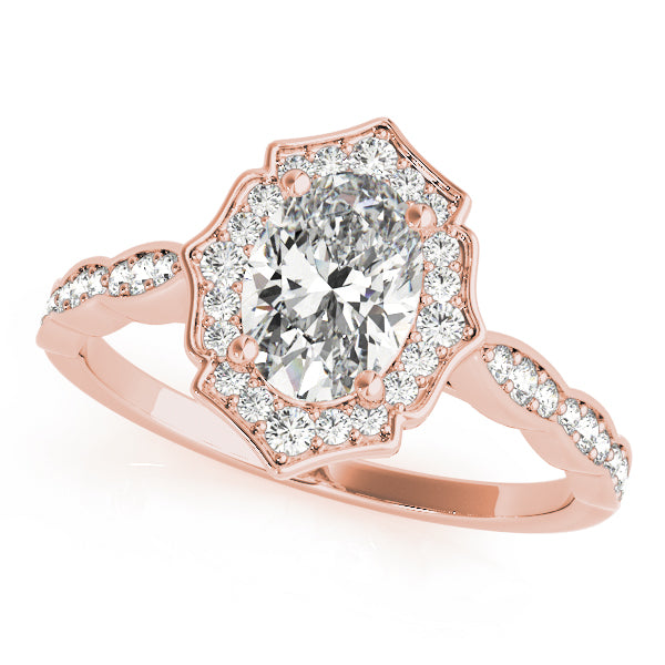 Oval Scalloped Halo Diamond Ring · 0.26 ct tw