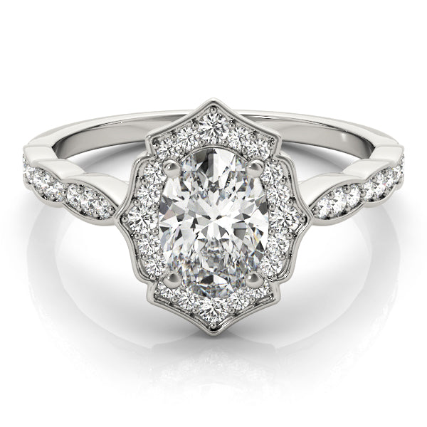 Oval Scalloped Halo Diamond Ring · 0.26 ct tw