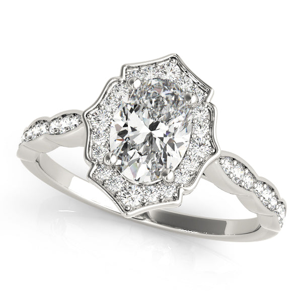 Oval Scalloped Halo Diamond Ring · 0.26 ct tw
