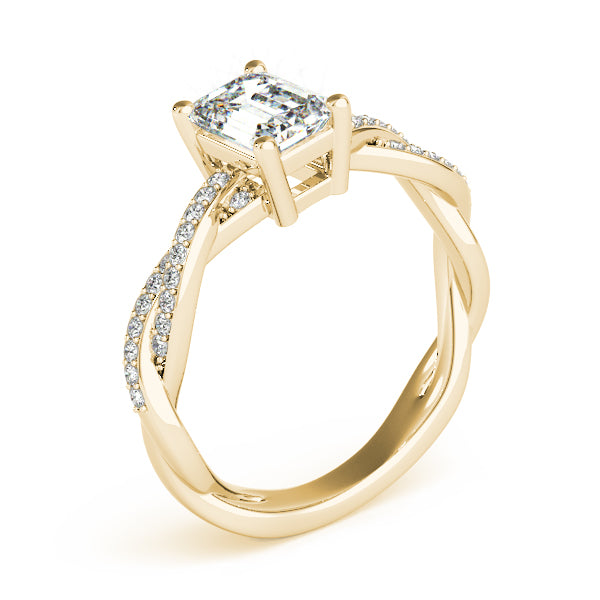 Emerald Cut With Braided Shank Diamond Ring · 0.14 ct tw