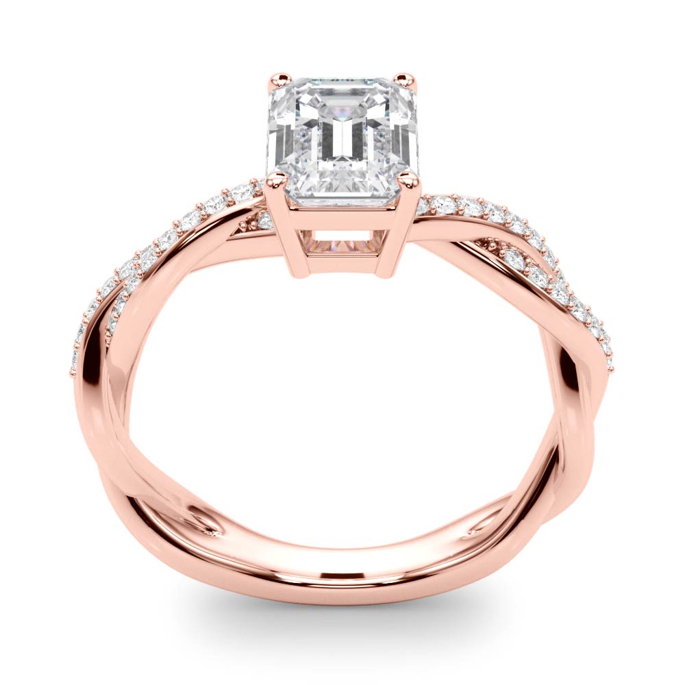 Emerald Cut With Braided Shank Diamond Ring · 0.14 ct tw