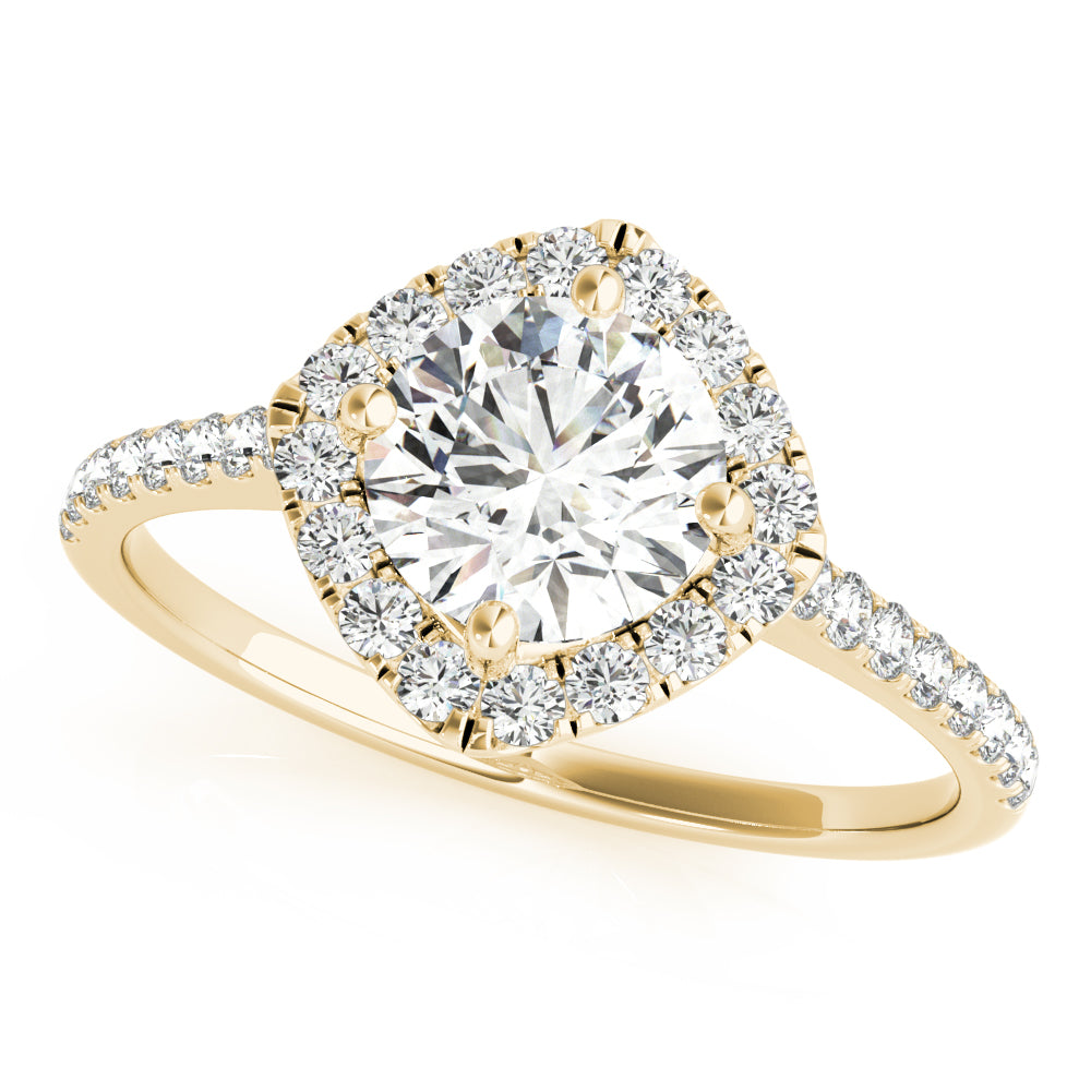Round Center Cushion Halo Diamond Engagement Ring · 1.07 ct tw