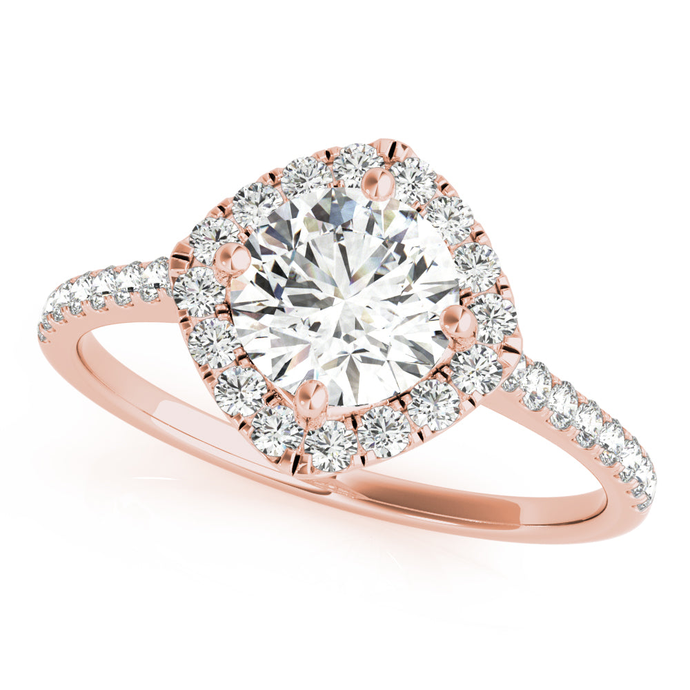 Round Center Cushion Halo Diamond Engagement Ring · 1.07 ct tw
