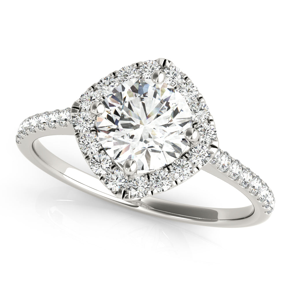 Round Center Cushion Halo Diamond Engagement Ring · 1.07 ct tw