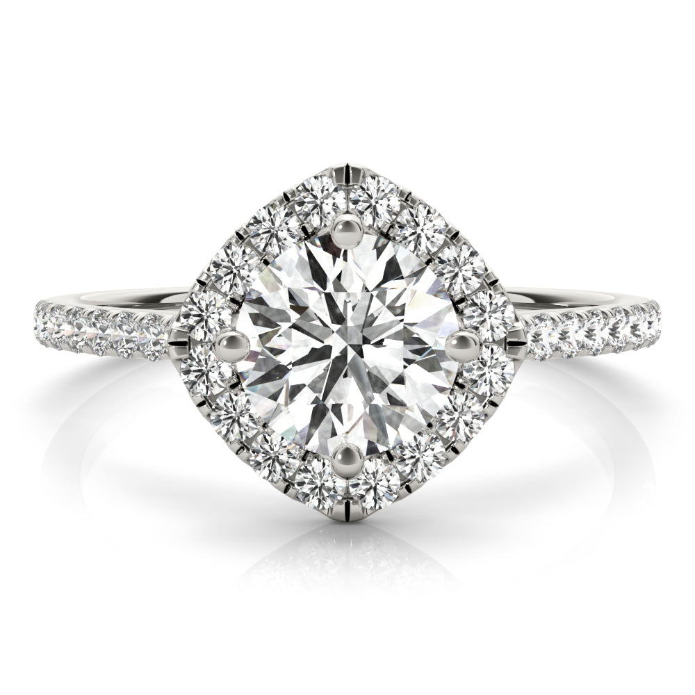 Round Center Cushion Halo Diamond Engagement Ring · 1.07 ct tw