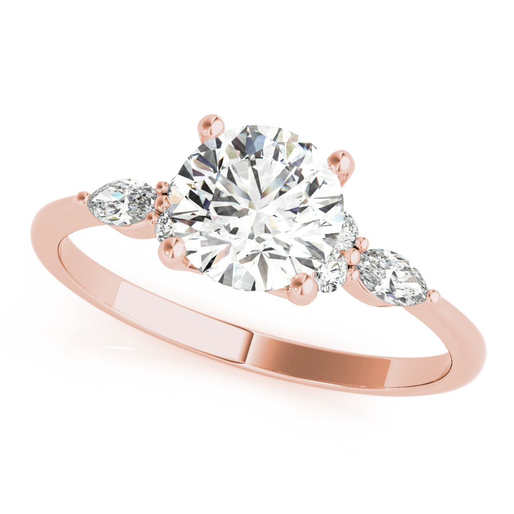 Round Three-Stone With Marquise Side Stones Diamond Ring · 1.21 ct tw
