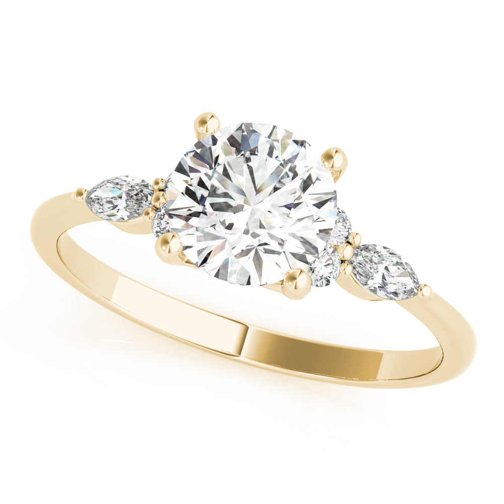 Round Three-Stone With Marquise Side Stones Diamond Ring · 0.96 ct tw