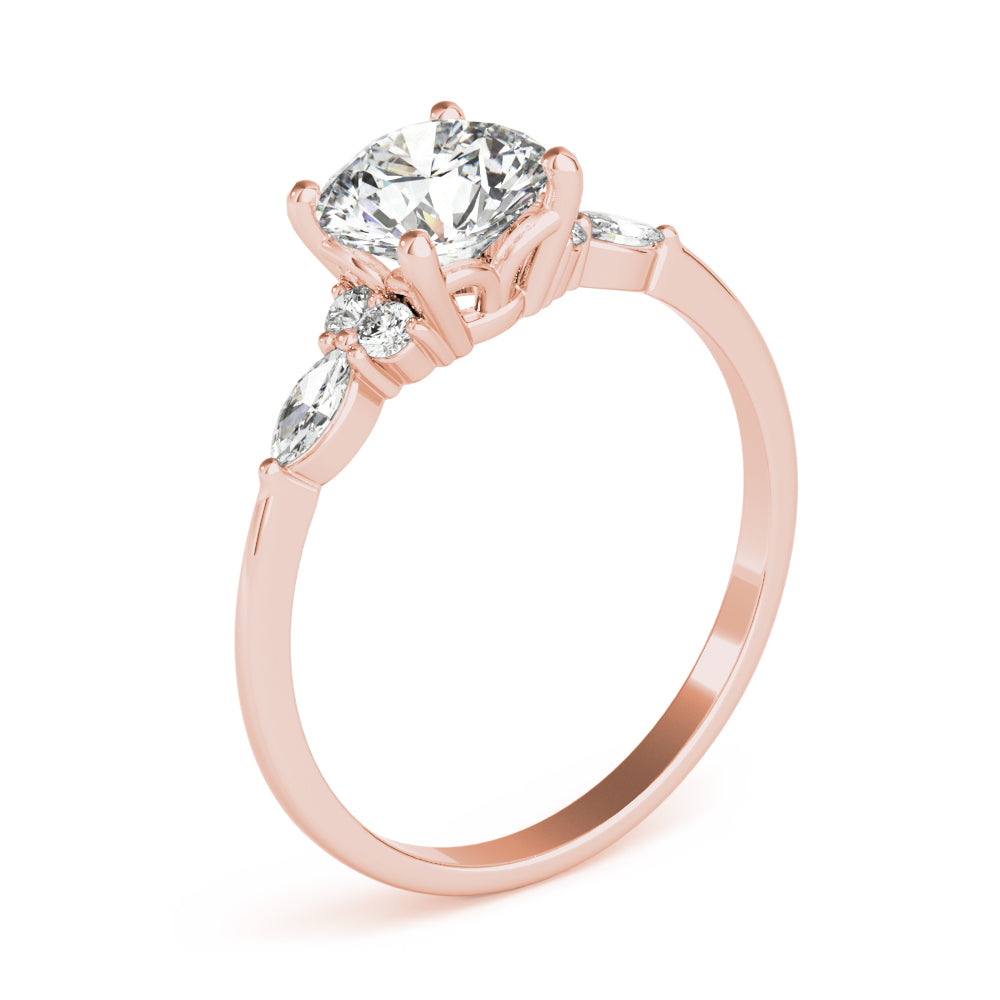 Round Three-Stone With Marquise Side Stones Diamond Ring · 1.21 ct tw