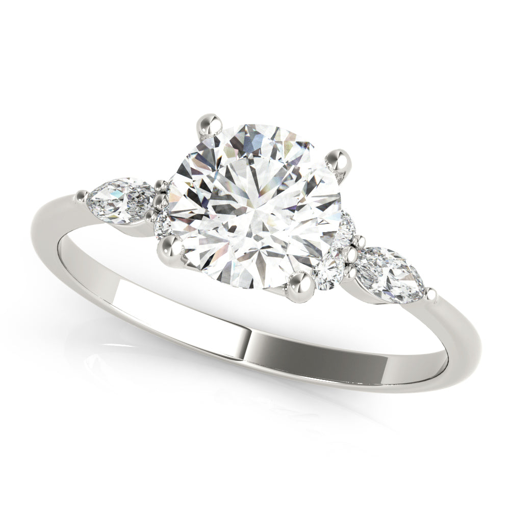 Round Three-Stone With Marquise Side Stones Diamond Ring · 1.21 ct tw