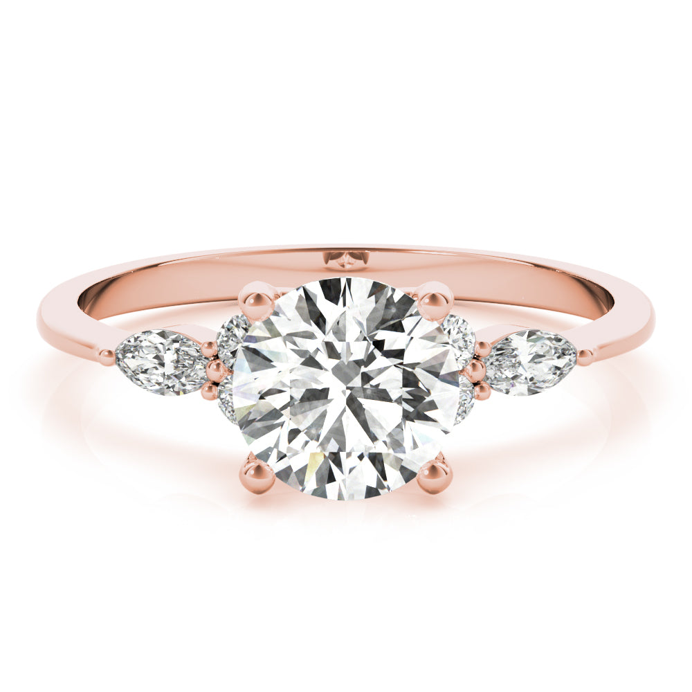 Round Three-Stone With Marquise Side Stones Diamond Ring · 1.21 ct tw