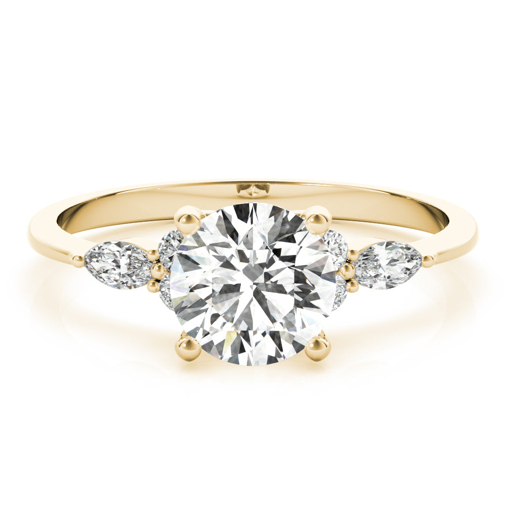 Round Three-Stone With Marquise Side Stones Diamond Ring · 0.71 ct tw