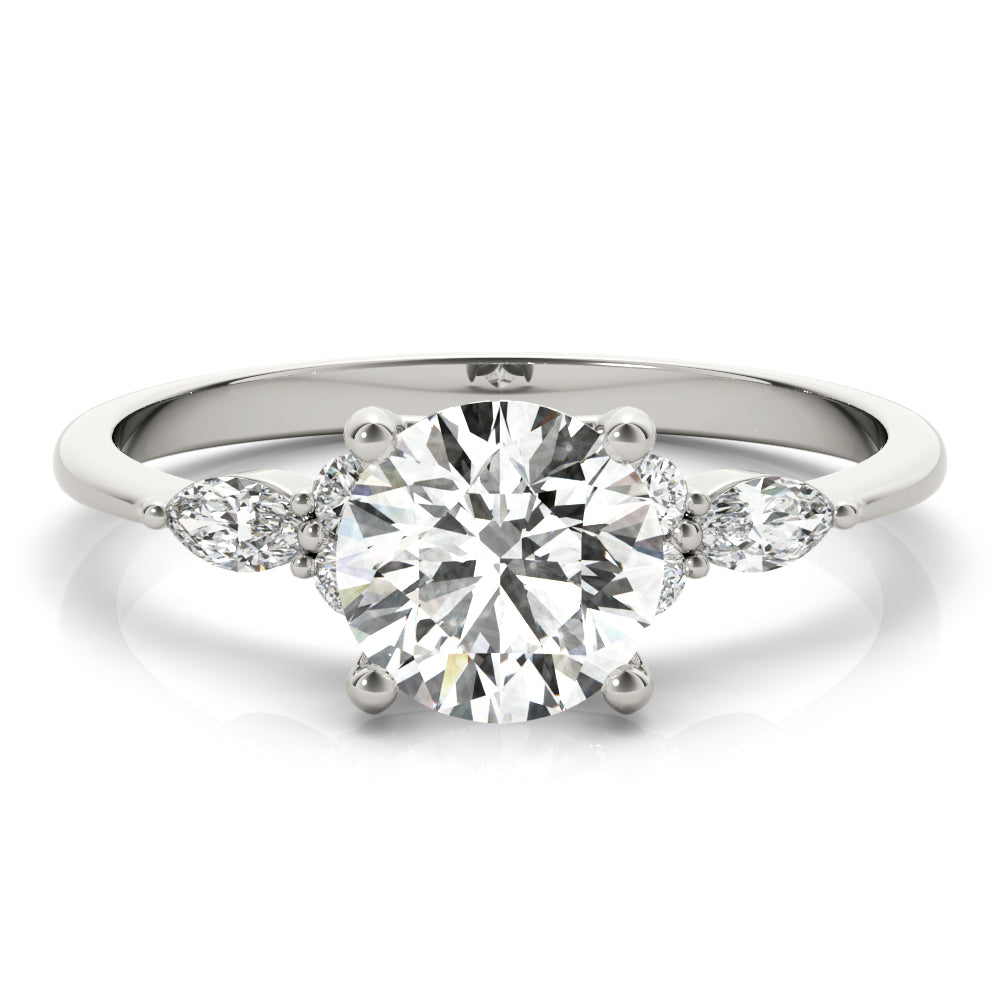 Round Three-Stone With Marquise Side Stones Diamond Ring · 2.21 ct tw