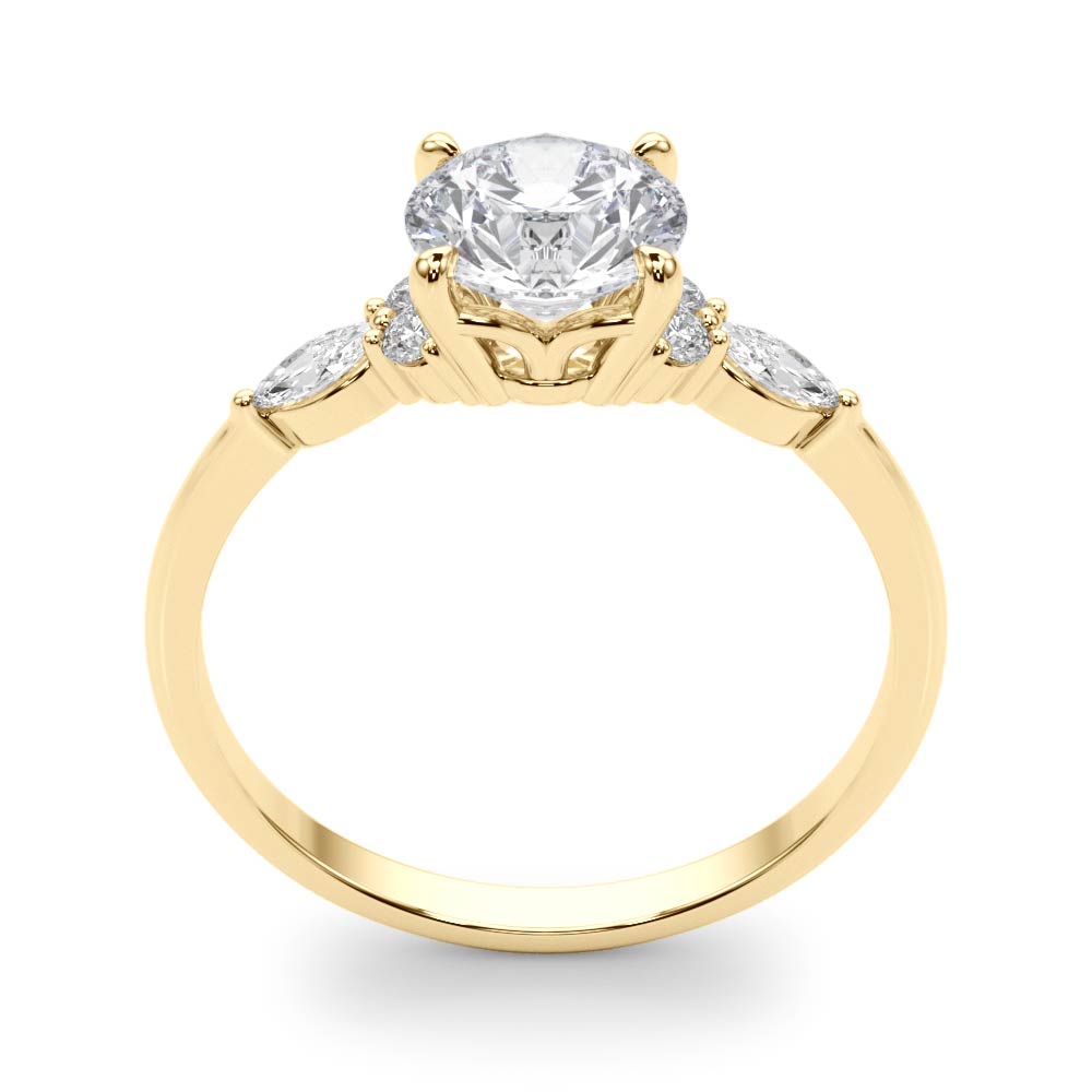 Round Three-Stone With Marquise Side Stones Diamond Ring · 1.21 ct tw