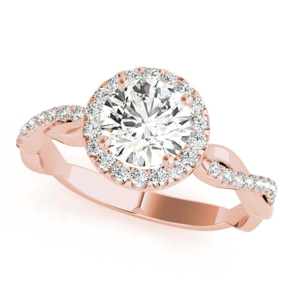 Round Halo With Twisted Shank Diamond Engagement Ring · 0.70 ct tw
